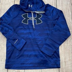 Under Armour hoodie, royal blue gray lining, kangaroo pocket size large